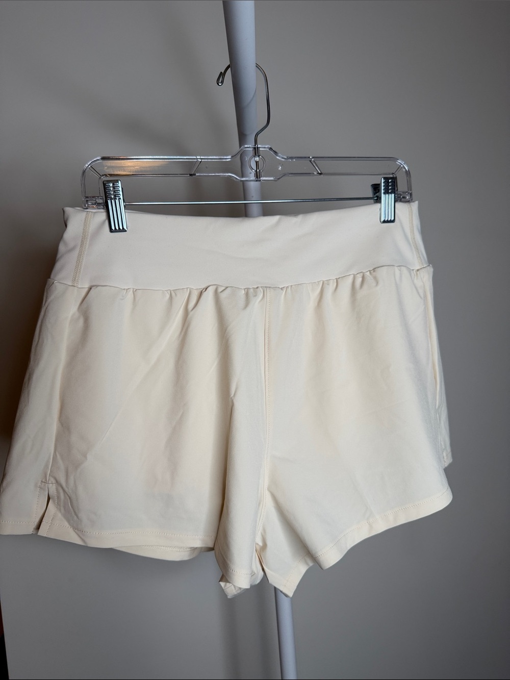 Fabletics Cream High-Rise Athletic Shorts